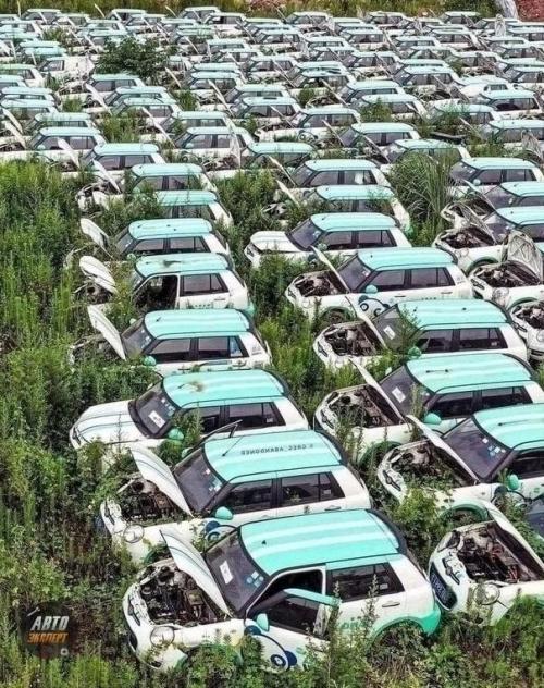 В Китае произошла масштабная автомобильная катастрофа: тысячи новых электромобилей Lifan оставлены на открытом воздухе и начинают ржаветь.  