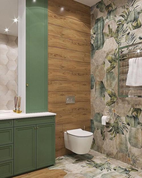 Какой красивый и нестандартный подход к дизайну санузла! 01