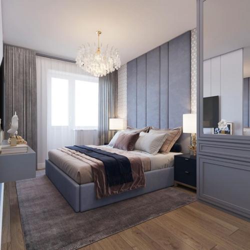Дизайн спальни в холодных тонах. 03
