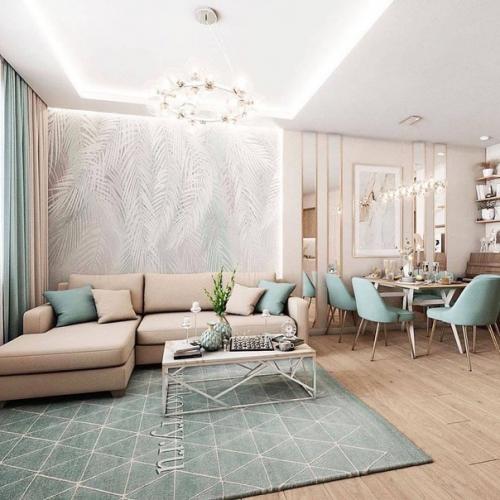 Приятный интерьер в нежной цветовой гамме. 07