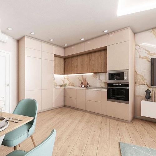 Приятный интерьер в нежной цветовой гамме. 09