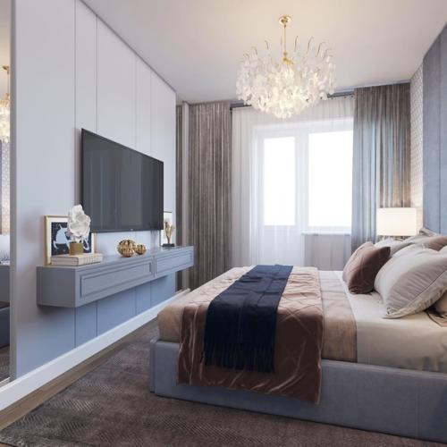 Дизайн спальни в холодных тонах. 02