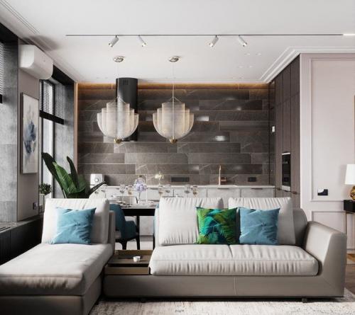 Шикарный интерьер кухни - гостиной.