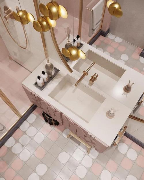 Санузел в приятной тёплой цветовой гамме. 04