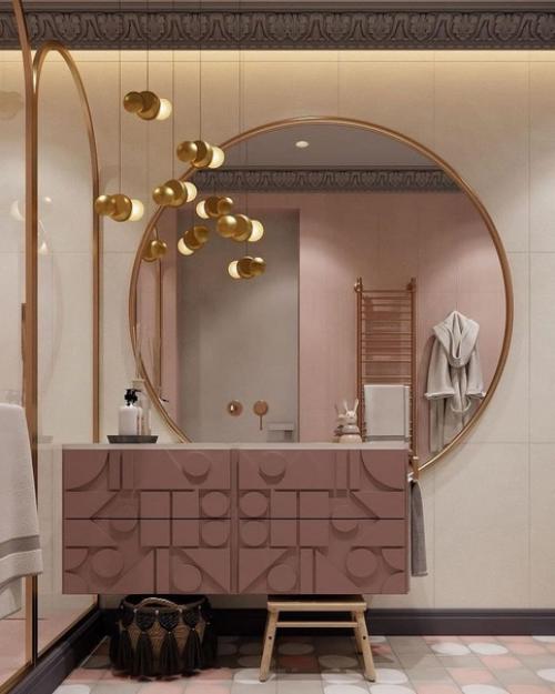 Санузел в приятной тёплой цветовой гамме.