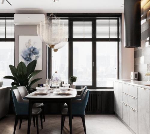 Шикарный интерьер кухни - гостиной. 01