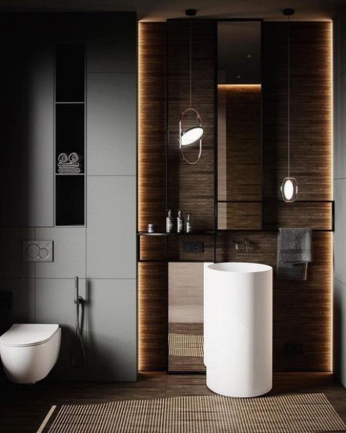 Стильное современное оформление санузла. 02