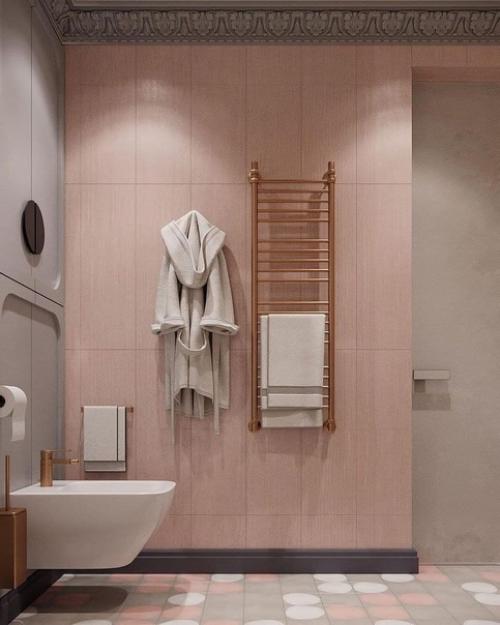 Санузел в приятной тёплой цветовой гамме. 03