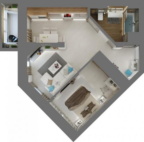 Заказали проект от Ольги к под нашу нетипичную планировку в квартире для двоих. 09