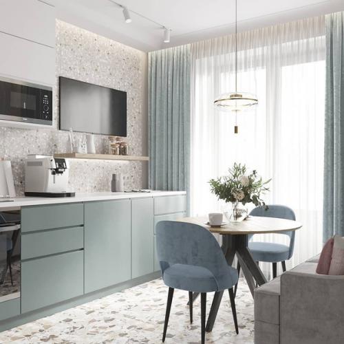 Интерьер квартиры в светлой цветовой гамме.