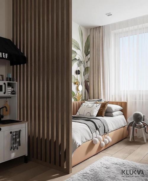 Простой и одновременно интересный дизайн детской комнаты. 02