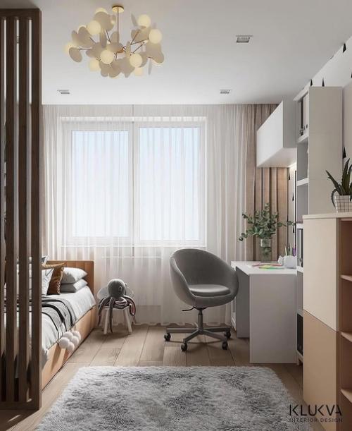 Простой и одновременно интересный дизайн детской комнаты. 01