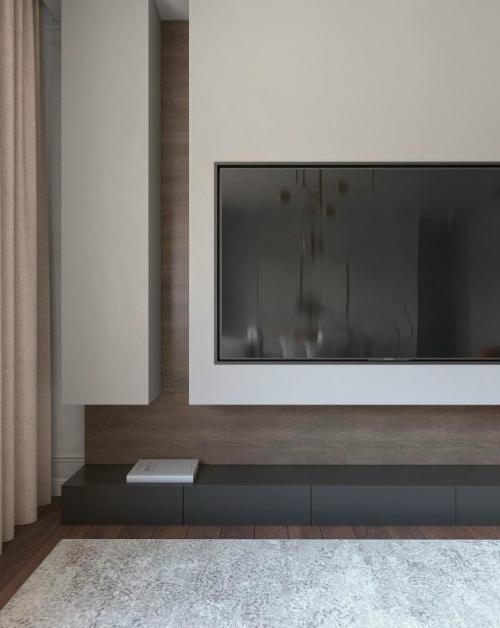 Интерьер небольшой кухни - гостиной выполнен в стильном современном стиле. 08