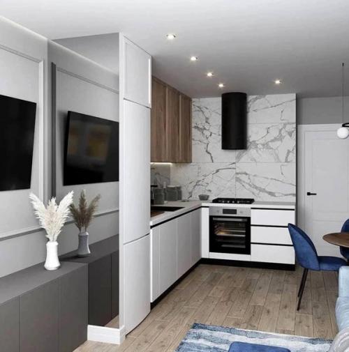 Как удачно вписали синий цвет в интерьер квартиры! 08