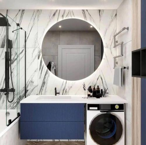 Как удачно вписали синий цвет в интерьер квартиры! 07