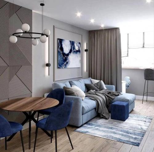 Как удачно вписали синий цвет в интерьер квартиры! 02