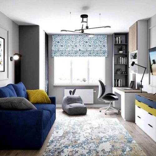 Как удачно вписали синий цвет в интерьер квартиры! 01