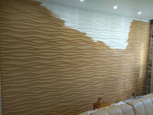 Как-то отделку стены гипсовыми панелями в кухне видели. 05