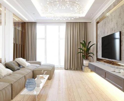 Очаровательные идеи оформления гостиной в нежной цветовой гамме. 05