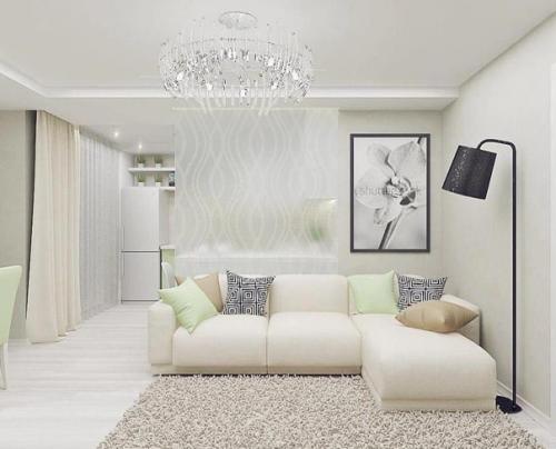 Очаровательные идеи оформления гостиной в нежной цветовой гамме. 03