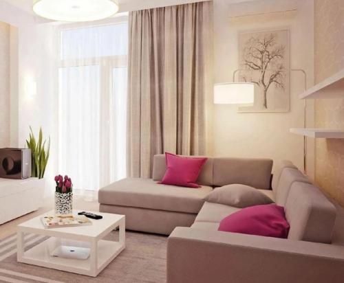 Очаровательные идеи оформления гостиной в нежной цветовой гамме. 01