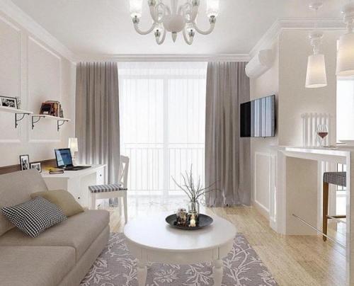 Очаровательные идеи оформления гостиной в нежной цветовой гамме. 06