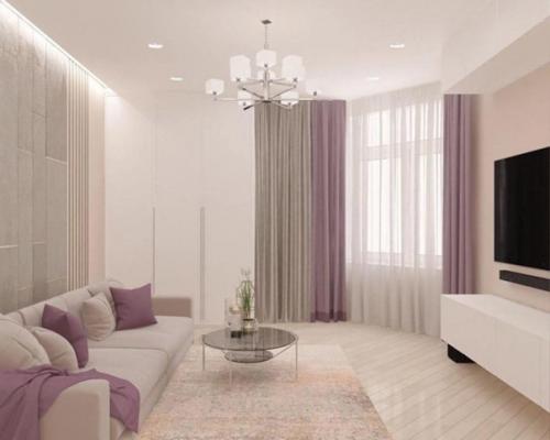 Очаровательные идеи оформления гостиной в нежной цветовой гамме. 04