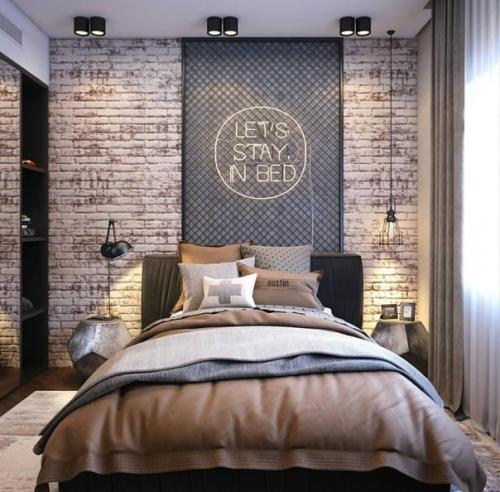 Современная спальня для подростка в стиле лофт. 01